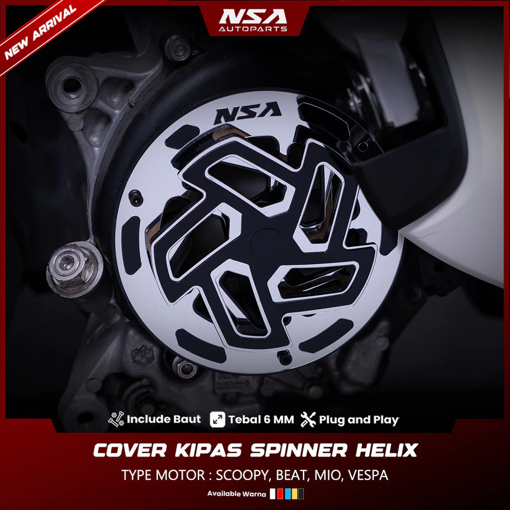 COVER KIPAS SPINER HELIX TYPE MIRROR Beat Scoopy Vespa Mio PELINDUNG KIPAS RADIATOR NSA AUTOPARTS - foto 2