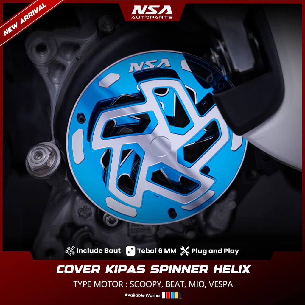 COVER KIPAS SPINER HELIX TYPE MIRROR Beat Scoopy Vespa Mio PELINDUNG KIPAS RADIATOR NSA AUTOPARTS - foto 4