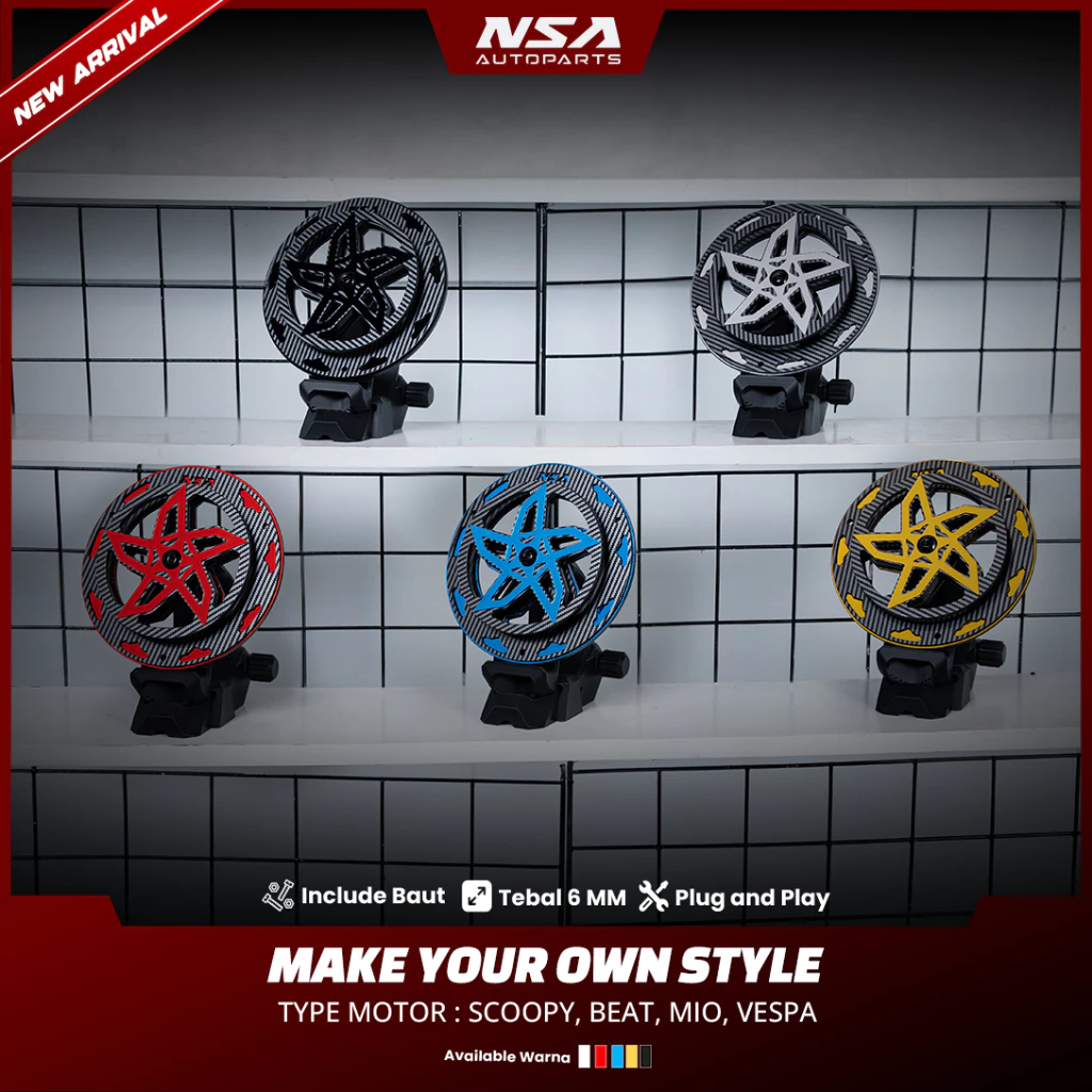 COVER KIPAS SPINER STARBLADE TYPE CARBON Beat Scoopy Vespa Mio NSA AUTOPARTS - foto 3