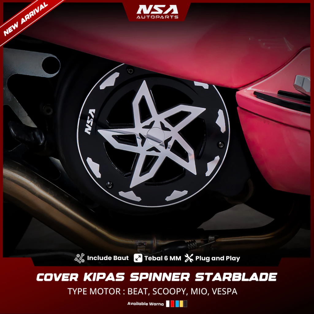 COVER KIPAS SPINNER STARBLADE TYPE MIRROR UNIVERSAL NSA AUTOPARTS - foto 2