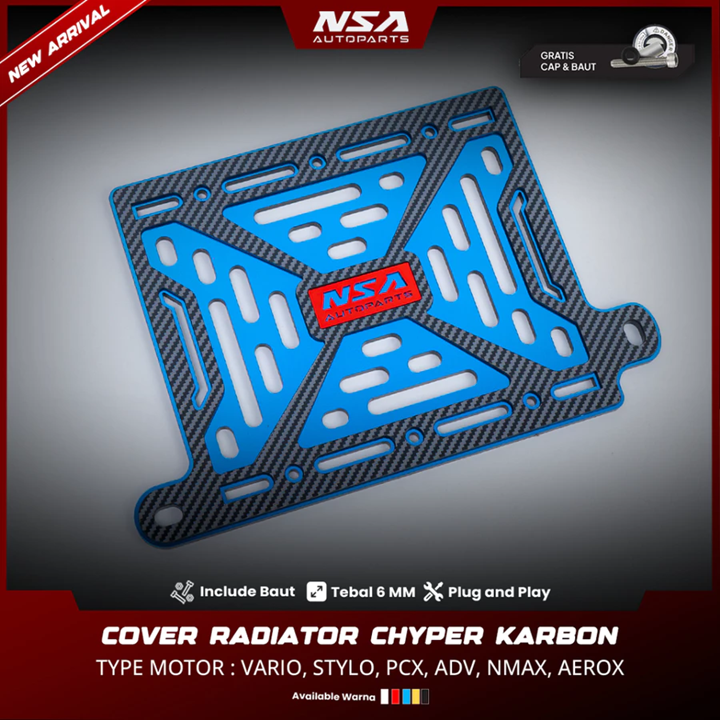 COVER RADIATOR CYPHER TYPE CARBON VARIO STYLO PCX NMAX AEROX ADV LEXI NSA AUTOPARTS - foto 3