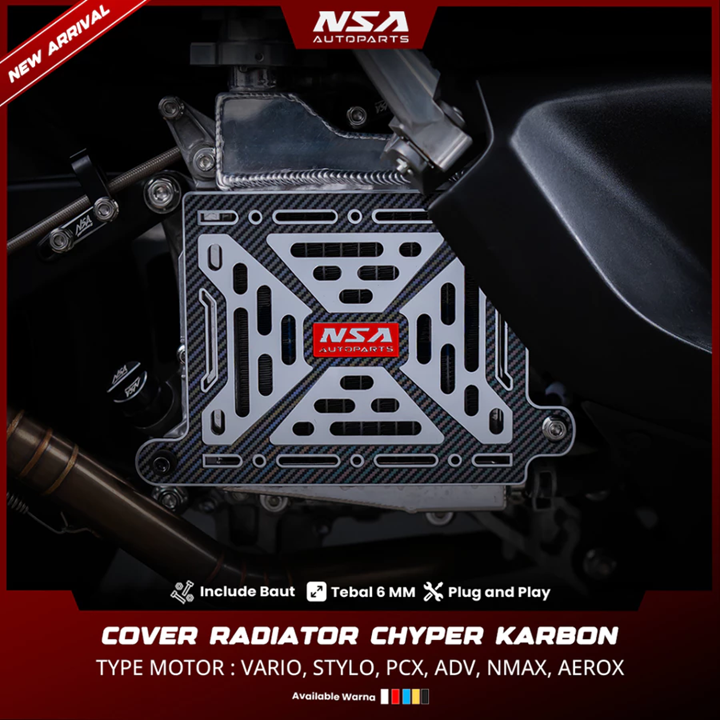 COVER RADIATOR CYPHER TYPE CARBON VARIO STYLO PCX NMAX AEROX ADV LEXI NSA AUTOPARTS - foto 2