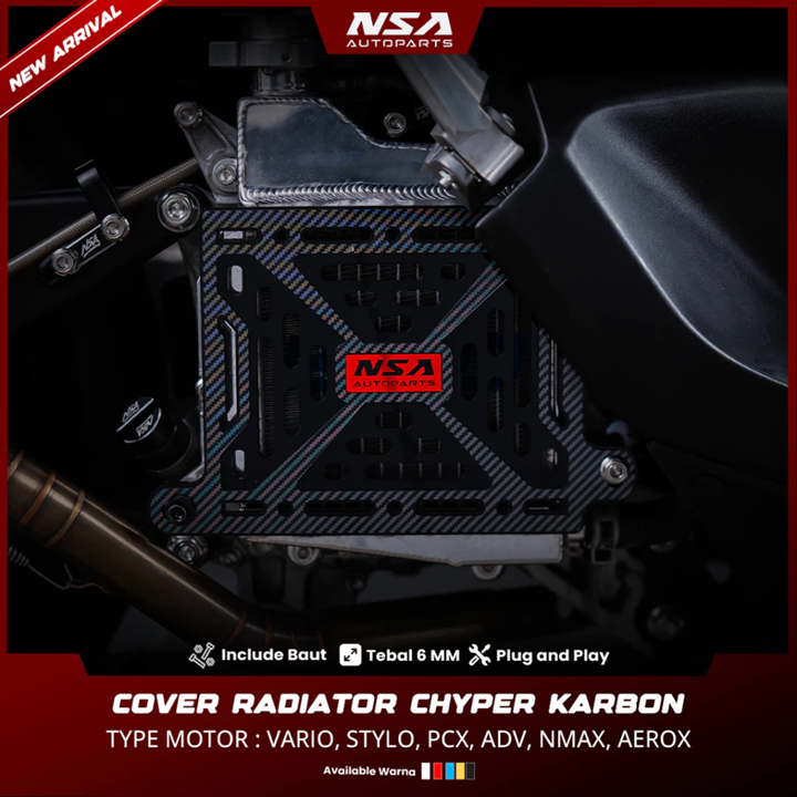 COVER RADIATOR CYPHER TYPE CARBON VARIO STYLO PCX NMAX AEROX ADV LEXI NSA AUTOPARTS - foto 5