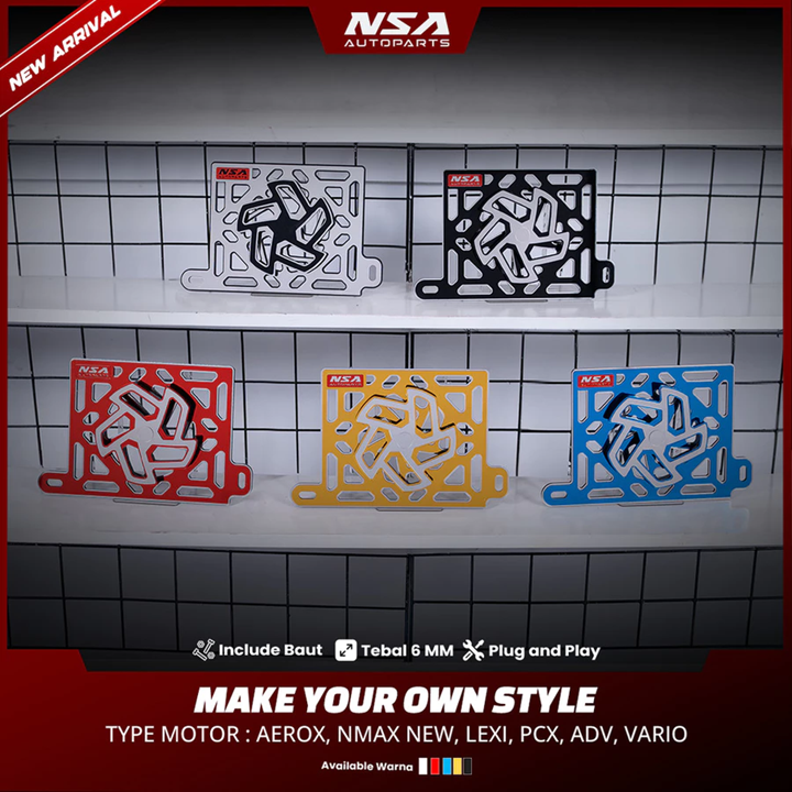 COVER RADIATOR SPINNER HELIX TYPE MIRROR VARIO STYLO PCX NMAX AEROX ADV LEXI NSA AUTOPARTS - foto 2