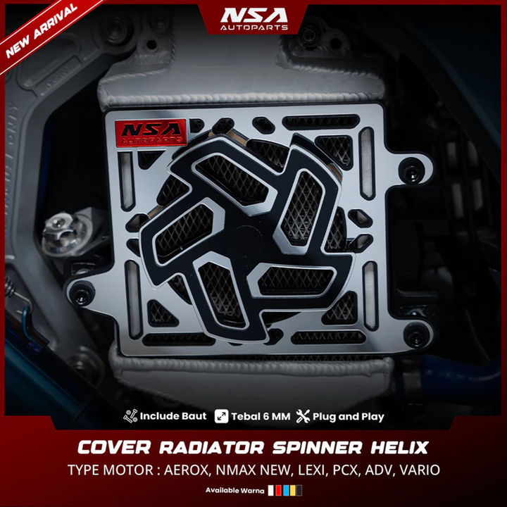 COVER RADIATOR SPINNER HELIX TYPE MIRROR VARIO STYLO PCX NMAX AEROX ADV LEXI NSA AUTOPARTS - foto 4