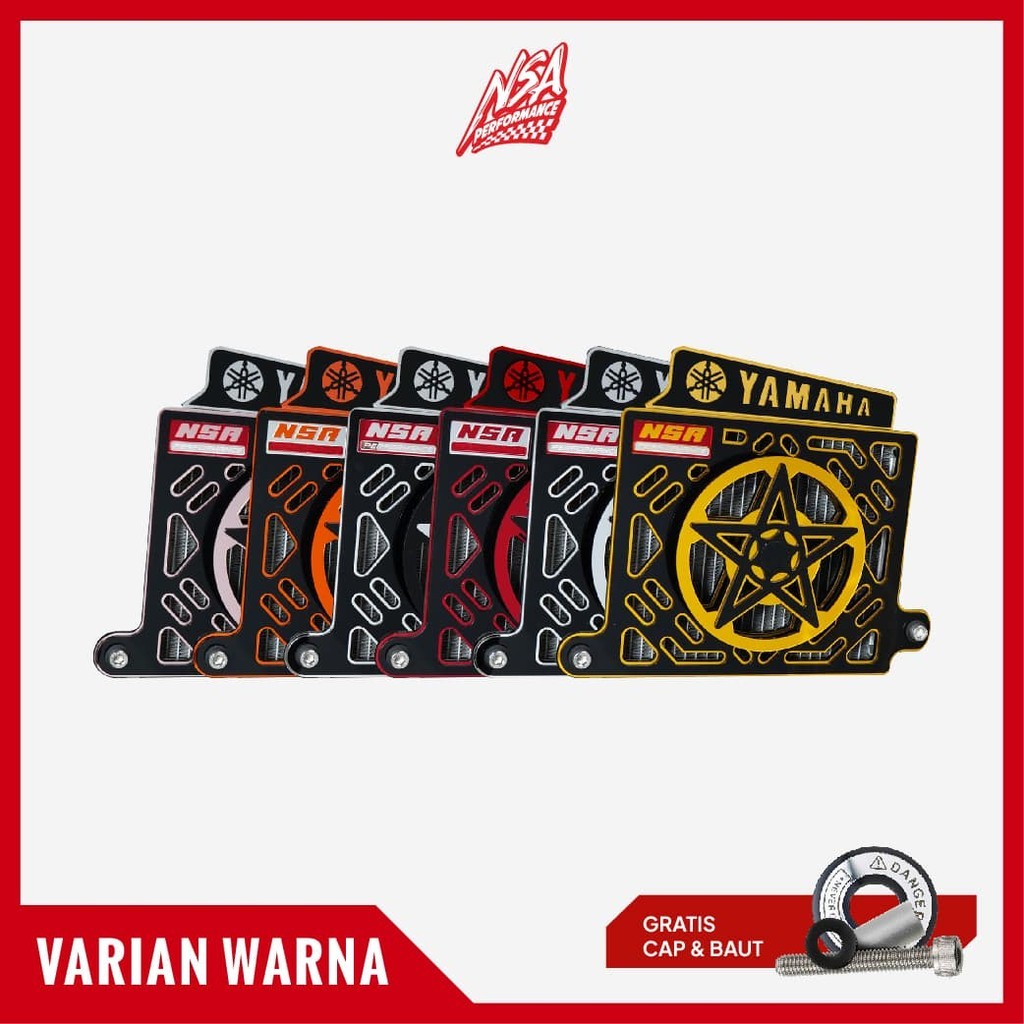 NSA PAKETAN COVER RADIATOR SPINER BINTANG TIPE BLACK SERIES NMAX AEROX LEXI NMAX AEROX LEXI TUTUP RADIATOR SPINER BINTANG PAKETAN YAMAHA AKSESORIS MOTOR NSA PERFORMANCE - foto 2