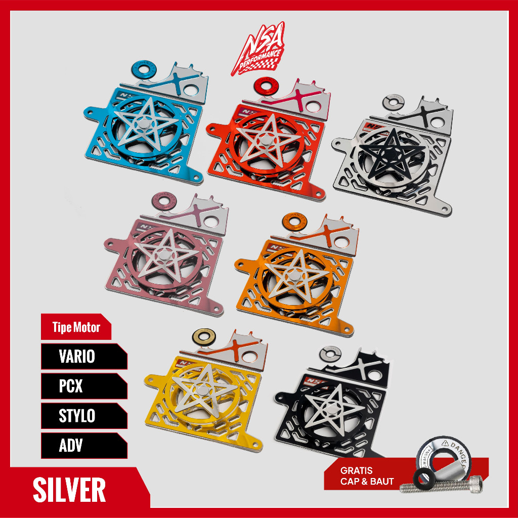 NSA PAKETAN COVER RADIATOR SPINER BINTANG MIRROR HONDA VARIO PCX ADV STYLO TUTUP RADIATOR SPINER BINTANG MIROR AKSESORIS RADIATOR MOTOR - foto 2