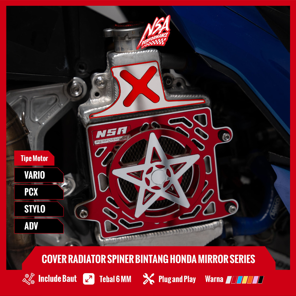 NSA PAKETAN COVER RADIATOR SPINER BINTANG MIRROR HONDA VARIO PCX ADV STYLO TUTUP RADIATOR SPINER BINTANG MIROR AKSESORIS RADIATOR MOTOR - foto 4