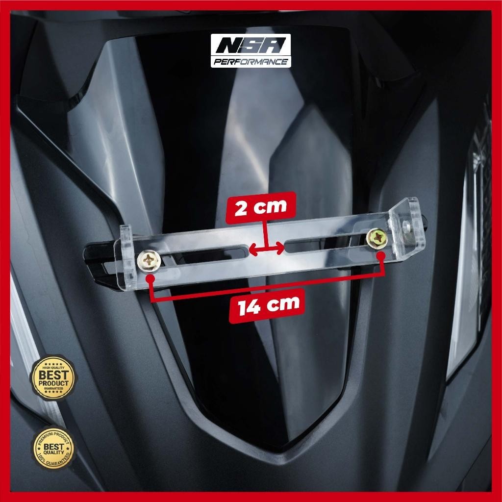 NSA 1PCS FRAMELESSPLATE MOTOR ADJUSTABLE DUDUKAN PLAT ( CLEAN LOOK ) ADJUSTABLE MERK NSA FRAMELESE BINGKAI PLAT MOTOR TEMPEL PLAT NOPOL LEPAS PASANG UNIVERSAL SEMUA MOTOR VARIO NMAX AEROX PCX XMAX - foto 2