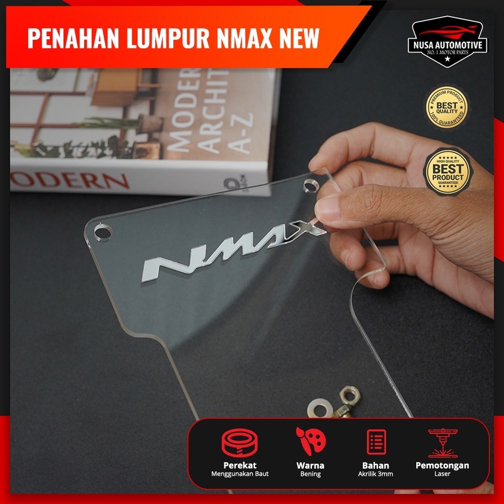 NSA MUDFLAP PENAHAN LUMPUR AKRILIK YAMAHA NMAX NEW PNP 1 SET DENGAN BAUT - foto 4