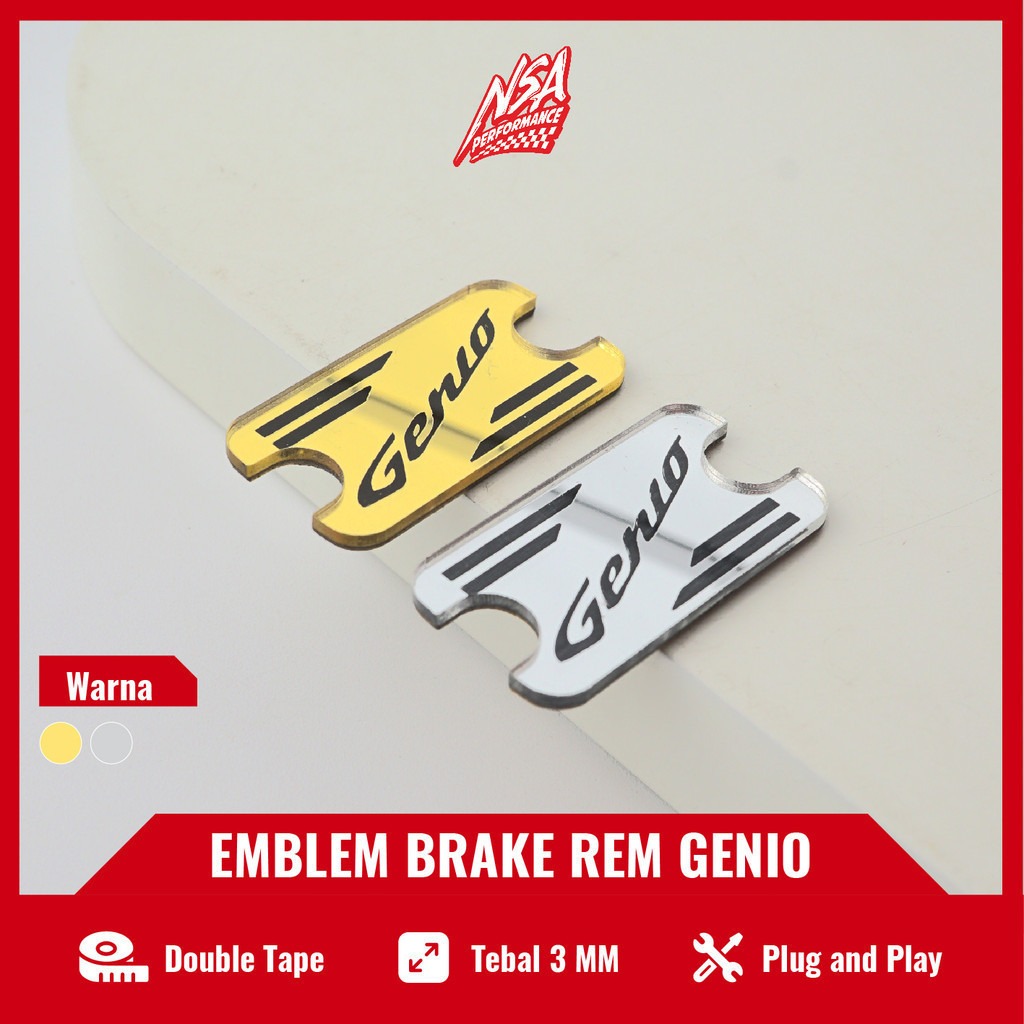 NSA EMBLEM BRAKE REM AKRILIK GOLD & SILVER MOTOR GENIO - foto 3