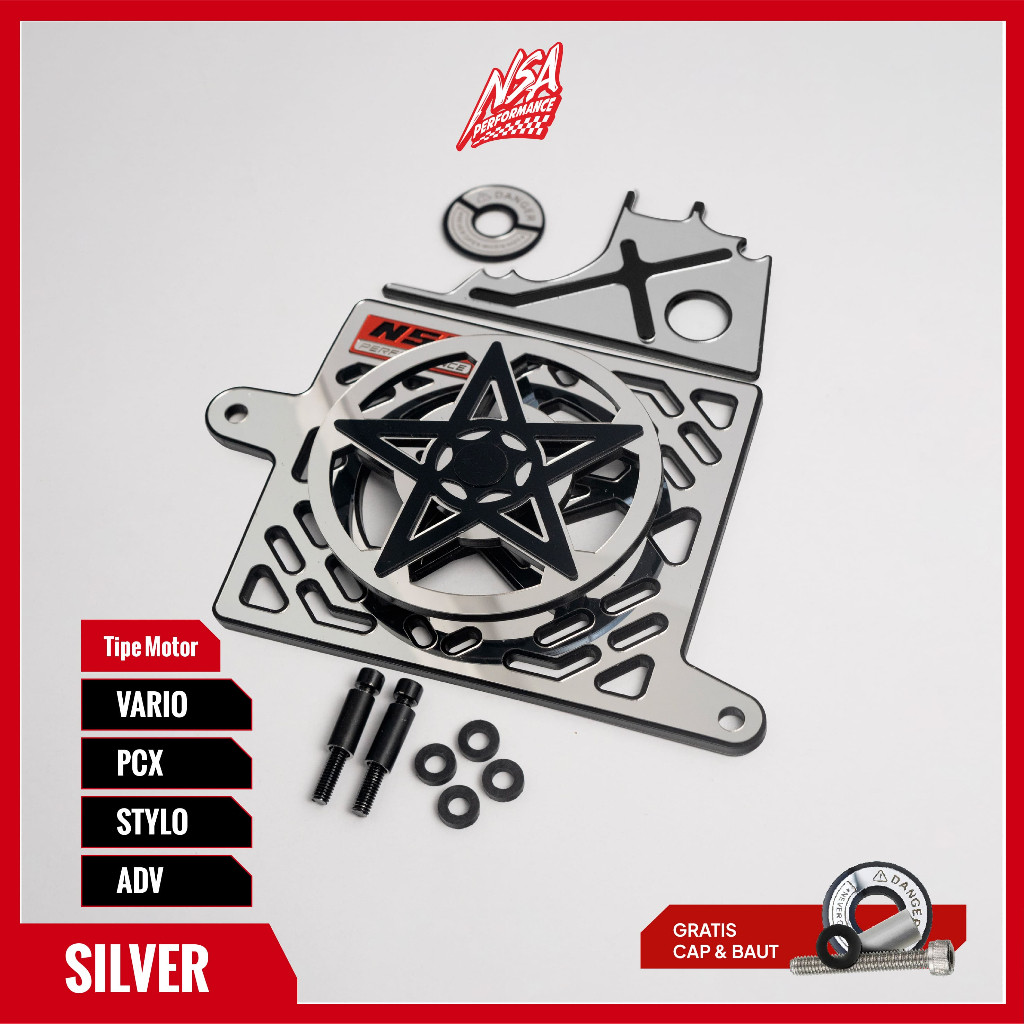 NSA PAKETAN COVER RADIATOR SPINER BINTANG MIRROR HONDA VARIO PCX ADV STYLO TUTUP RADIATOR SPINER BINTANG MIROR AKSESORIS RADIATOR MOTOR - foto 10