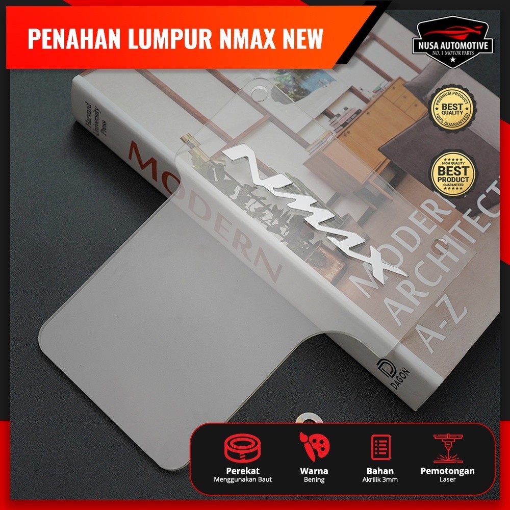 NSA MUDFLAP PENAHAN LUMPUR AKRILIK YAMAHA NMAX NEW PNP 1 SET DENGAN BAUT - foto 7